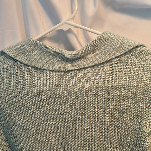 TIME AND TRU V NECK LIGHTWEIGHT GREEN SWEATER WITH COLLAR RIBBED KNIT LOOK XS - Picture 8 of 13